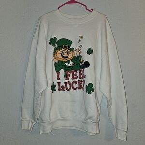 White And Green Leprechaun Oversized Sweater.